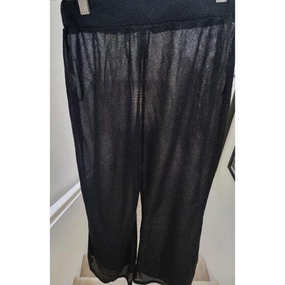 Lioness Black Wide-Leg Sheer Flared Cover Up Pants Women's Size L - Picture 4 of 6